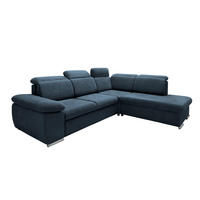 ECKSOFA  in Mikrofaser Dunkelblau  - Chromfarben/Dunkelblau, Design, Textil/Metall (283/228cm) - Livetastic