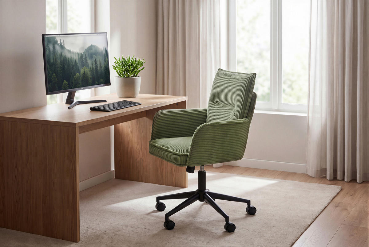 STOLICA OKRETNA  zelena, crna  metal, tekstil  - zelena/crna, Moderno, metal/tekstil (58,5/88/95/63cm) - Livetastic
