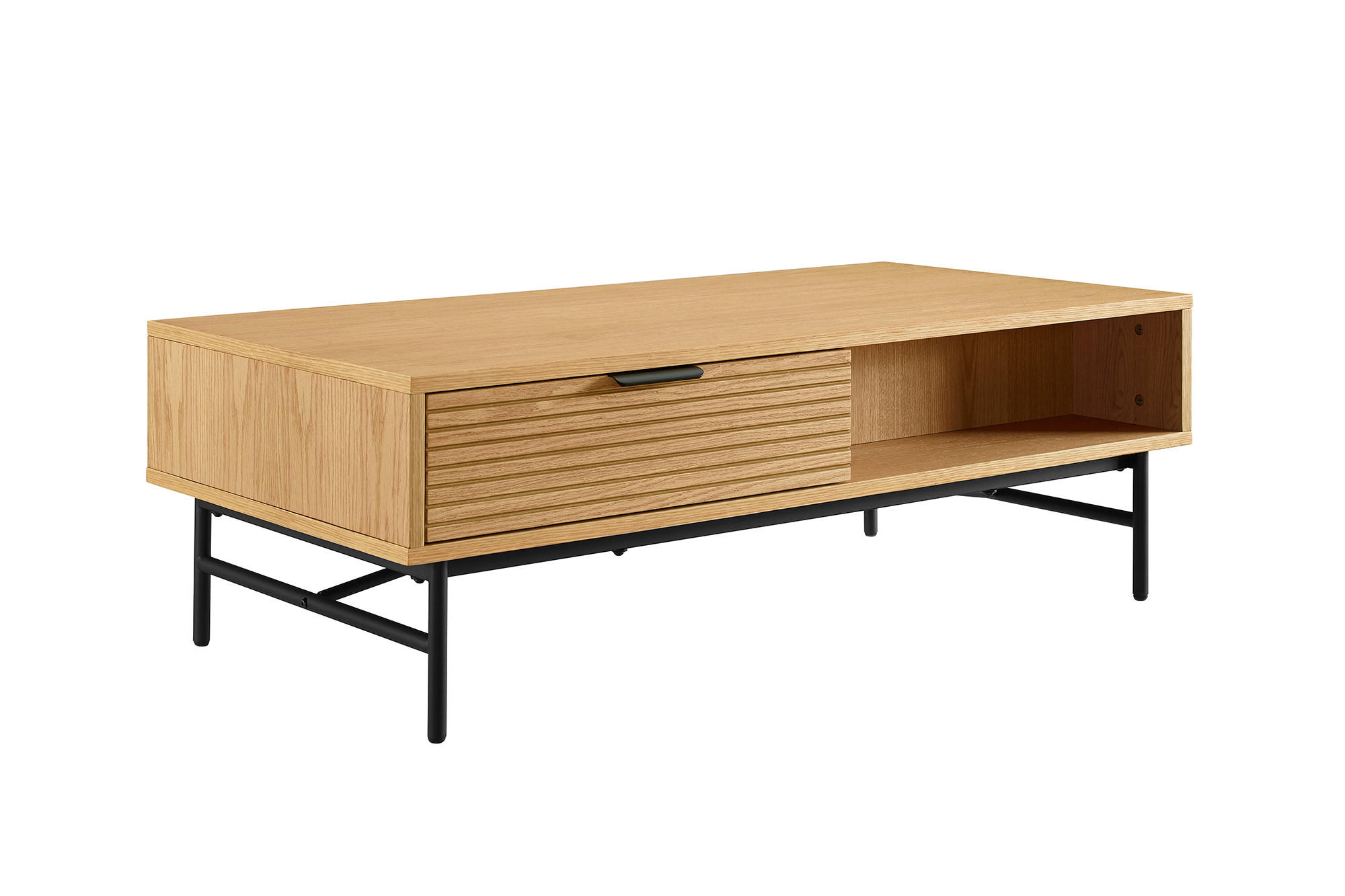 COUCHTISCH Eiche furniert 120/60/40 cm rechteckig Schwarz, Eichefarben  - Eichefarben/Schwarz, Design, Holz/Holzwerkstoff (120/60/40cm) - Livetastic