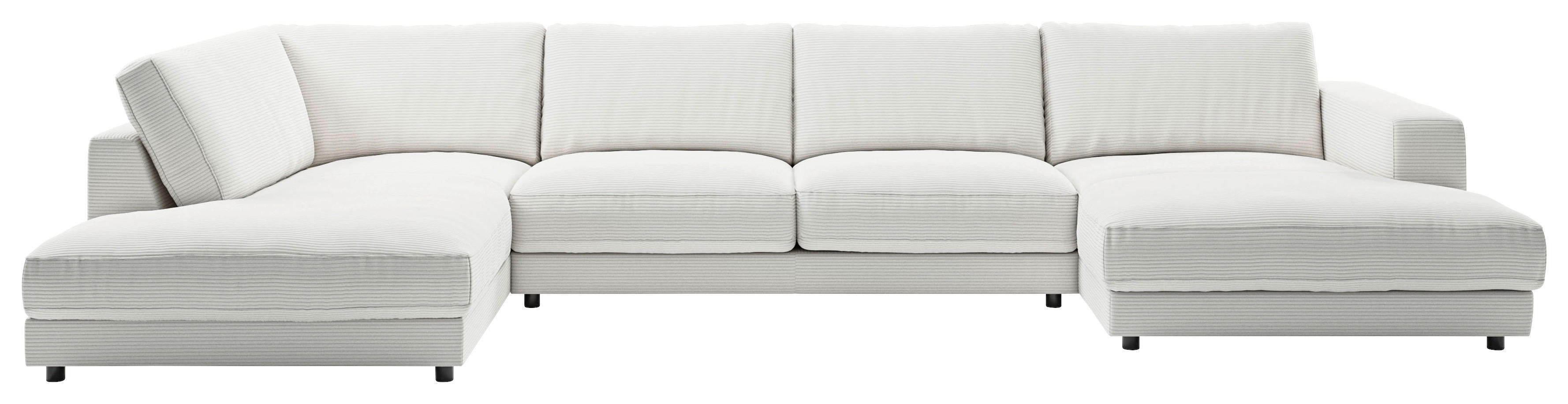 WOHNLANDSCHAFT Weiß Cord  - Schwarz/Weiß, Design, Kunststoff/Textil (224/425/190cm) - Pure Home Lifestyle