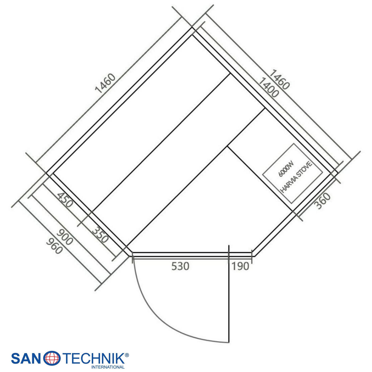SAUNA für 3 Personen  - Basics, Holz (150/200/150cm)