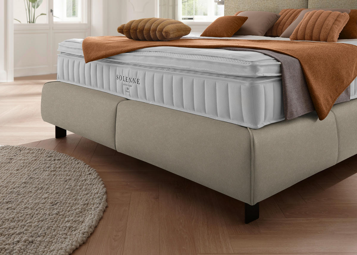 BOXSPRINGBETT 180/200 cm  in Beige  - Beige/Schwarz, Design, Textil/Metall (180/200cm) - Johann Jakob