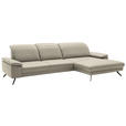 ECKSOFA in Echtleder Ecru  - Ecru/Schwarz, Design, Leder/Metall (332/193cm) - Dieter Knoll