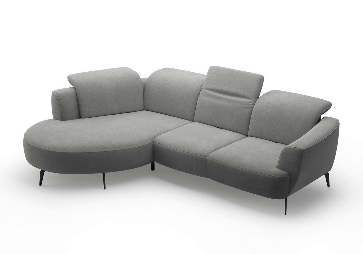ECKSOFA in Mikrofaser Grau  - Schwarz/Grau, Konventionell, Textil/Metall (199/309cm) - Sit & More
