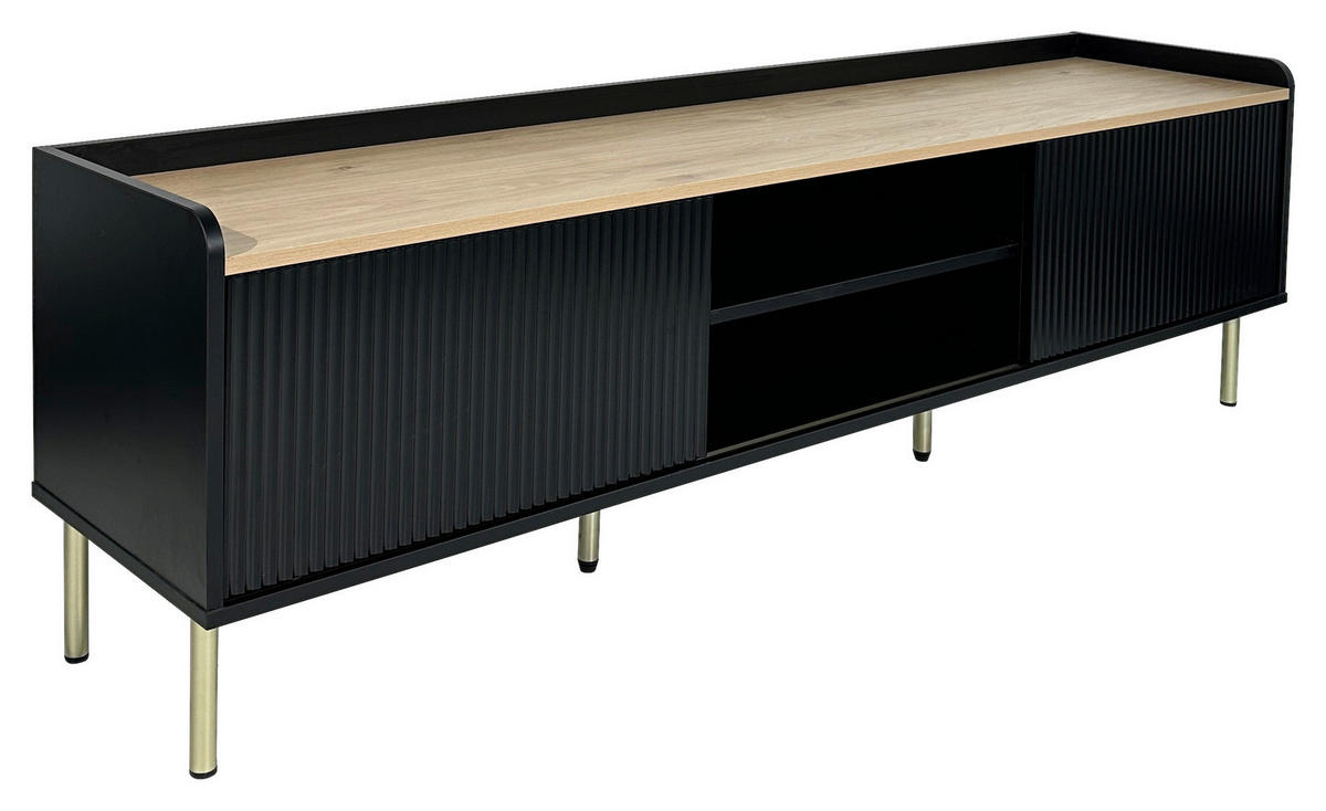 LOWBOARD SNOW  in 180/54/40 cm  - Eichefarben/Schwarz, Design, Holzwerkstoff/Metall (180/54/40cm) - Xora