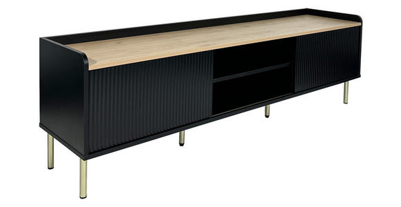 LOWBOARD SNOW in 180/54/40 cm - Eichefarben/Schwarz, Design, Holzwerkstoff/Metall (180/54/40cm) - Xora