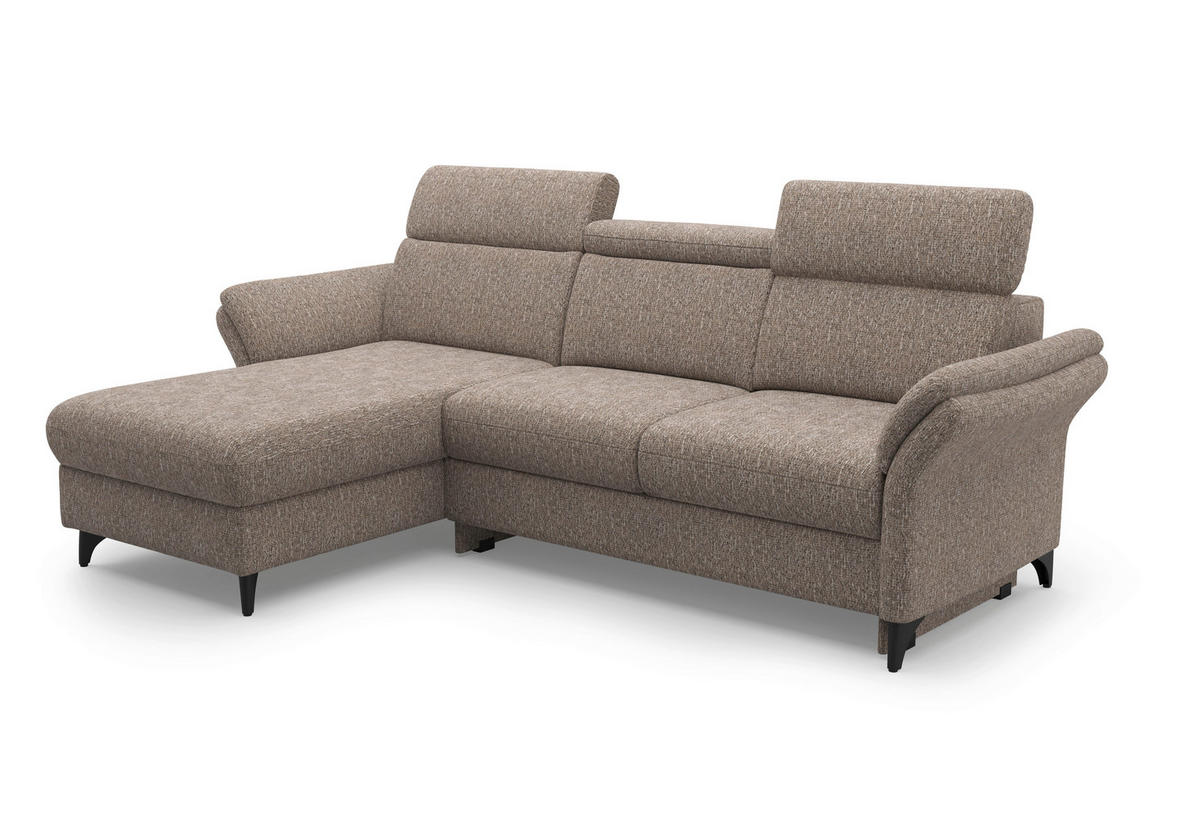 ECKSOFA GLENDALE E Cappuccino Chenille  - Schwarz/Cappuccino, KONVENTIONELL, Textil/Metall (166/253cm) - Sit & More