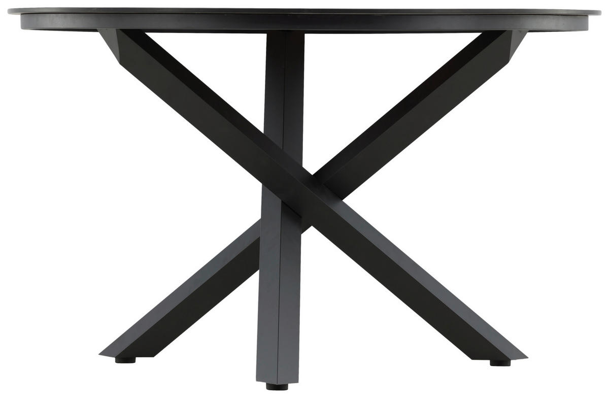 GARTENTISCH Metall, Kunststoff Braun, Schwarz rund  - Schwarz/Braun, KONVENTIONELL, Kunststoff/Metall (120/120/75cm) - Gardenson