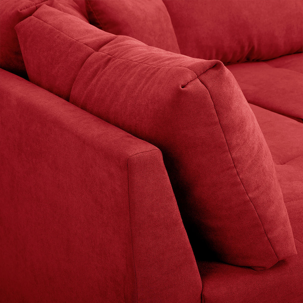 ECKSOFA Ariella in Mikrofaser Rot  161/231 cm  - Rot/Naturfarben, Design, Holz/Textil (161/231cm) - Livetastic