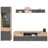 WOHNWAND  in Grau  266/200/47 cm  - Schwarz/Grau, KONVENTIONELL, Glas/Holzwerkstoff (266/200/47cm) - MID.YOU