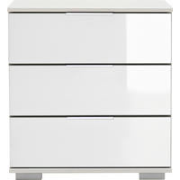 NACHTSCHRANK 52/58/38 cm, Weiß,  - Chromfarben/Alufarben, Design, Glas/Holzwerkstoff (52/58/38cm) - Carryhome