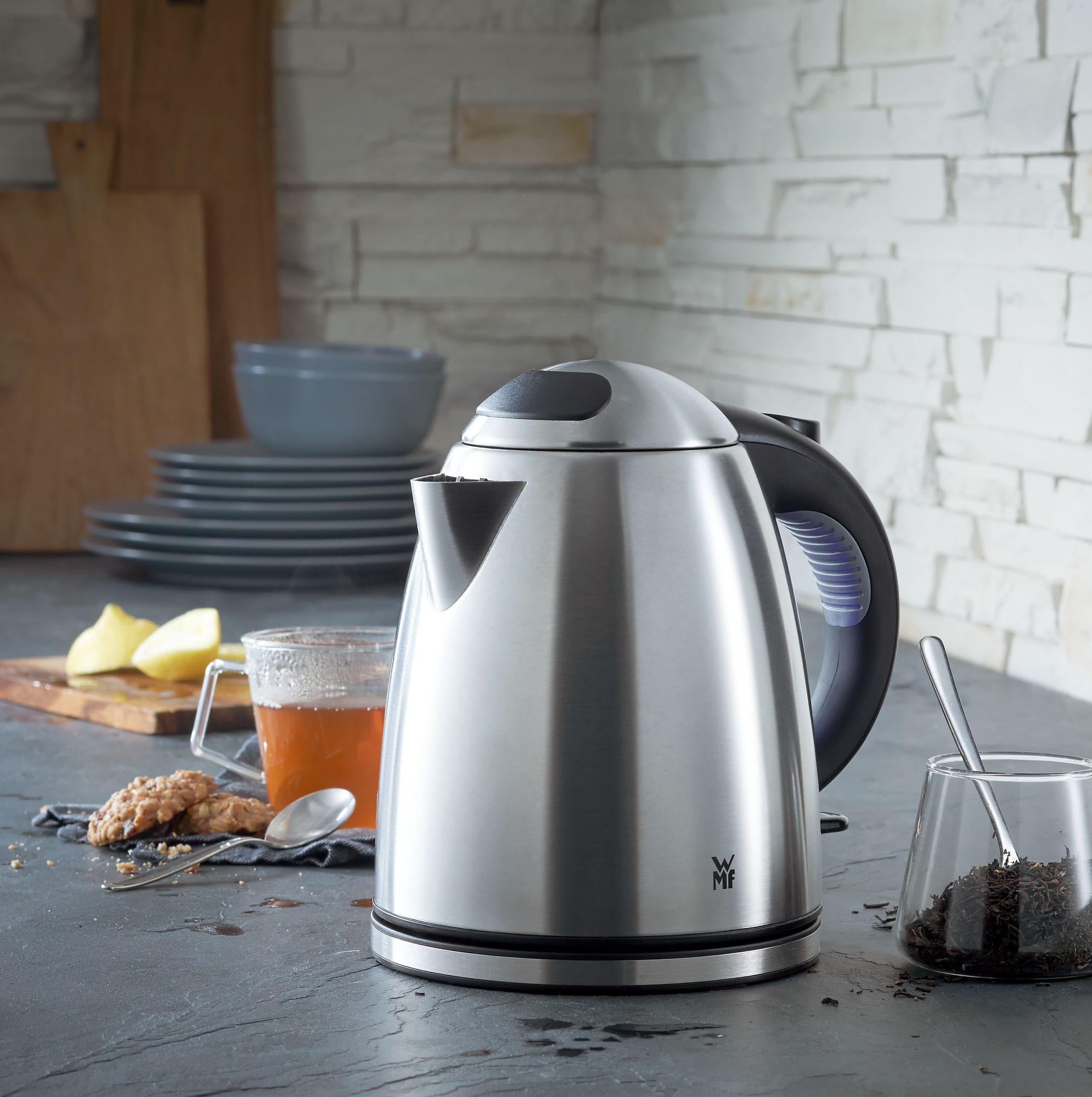 Wasserkocher Stelio Stelio 1,2 L  - Silberfarben/Schwarz, Design, Metall (1,2l) - WMF