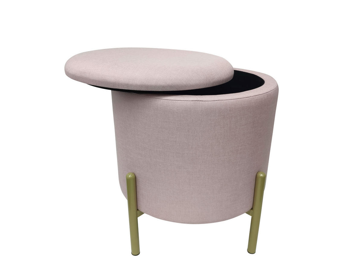 HOCKER Samt Rosa  - Goldfarben/Rosa, Design, Textil/Metall (36/40/36cm) - Echtwerk