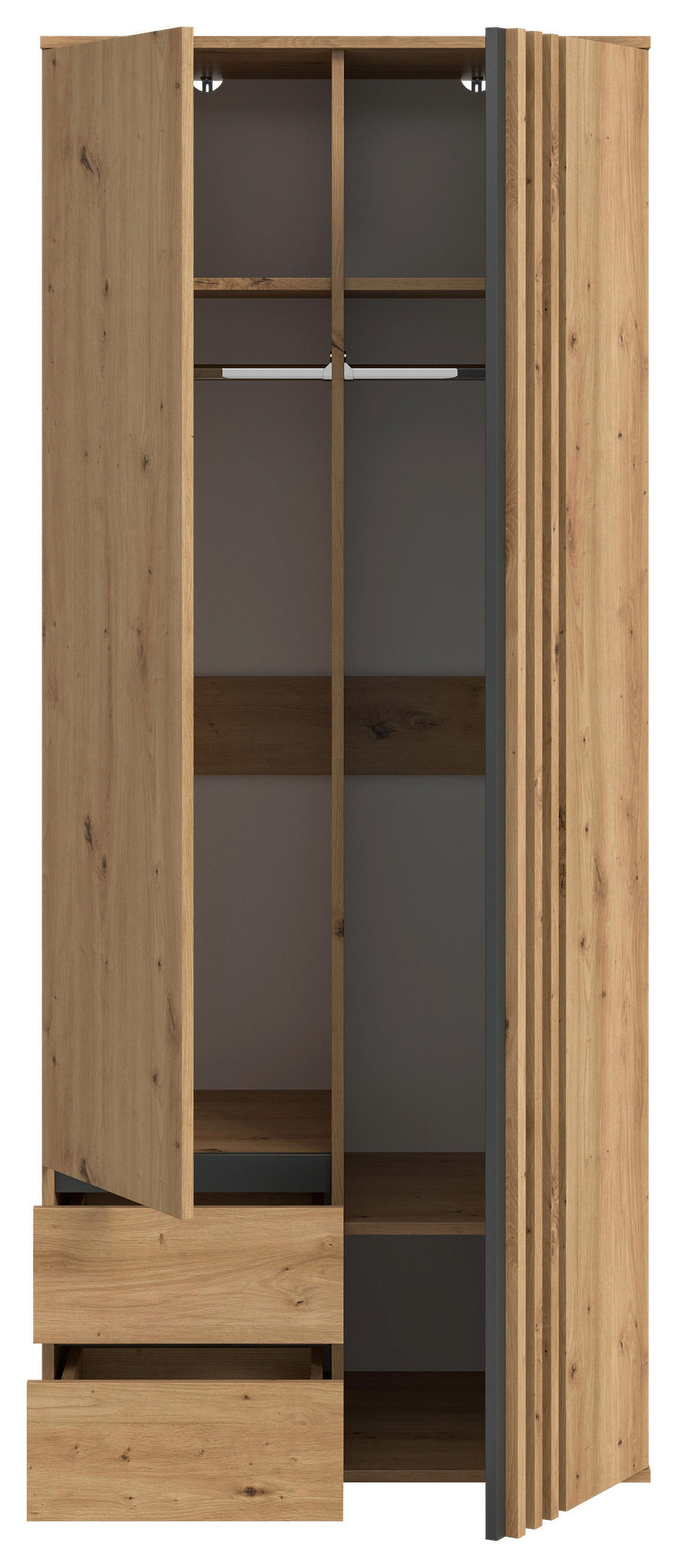 DREHTÜRENSCHRANK 80/192/56 cm,  in Anthrazit, Eiche Artisan, 2-türig  - Anthrazit/Eiche Artisan, ROMANTIK / LANDHAUS, Holzwerkstoff (80/192/56cm) - Livetastic
