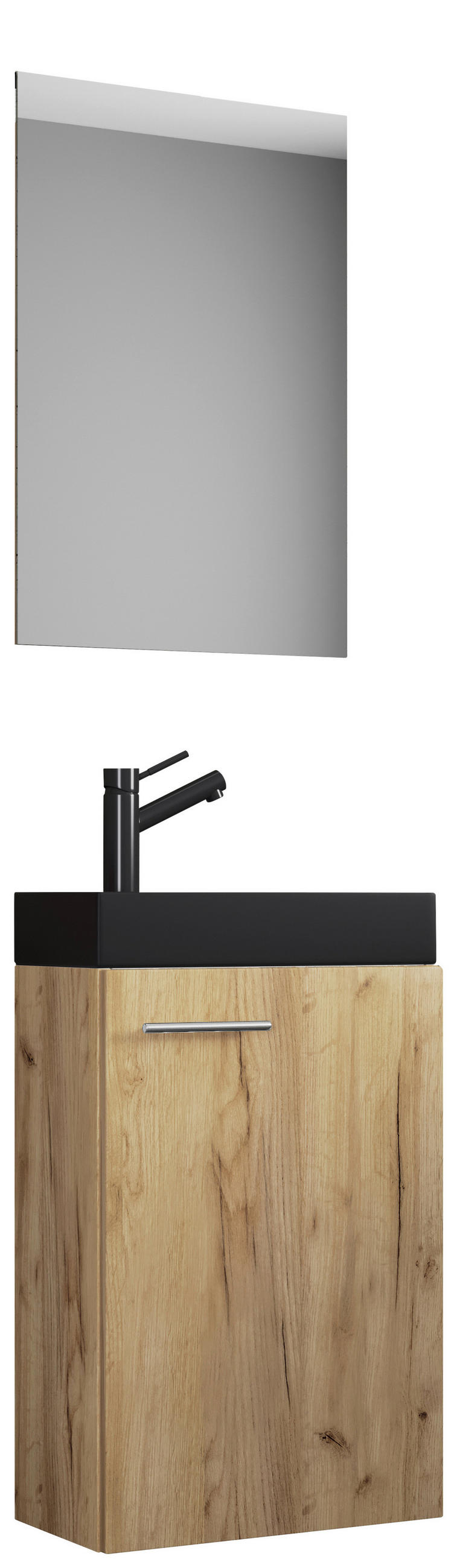 GÄSTEBAD - Honigeiche/Silberfarben, MODERN, Glas/Keramik (41cm) - MID.YOU