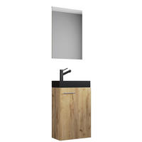 GÄSTBADRUM 41 cm  - honungsek/silver, Modern, trämaterial/glas (41cm) - MID.YOU