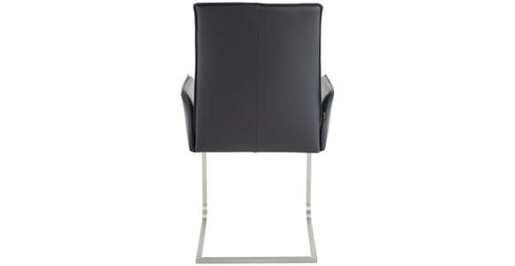 ARMLEHNSTUHL in Edelstahl Echtleder pigmentiert - Edelstahlfarben/Schwarz, Design, Leder/Metall (55/90.5/58.5cm) - Novel