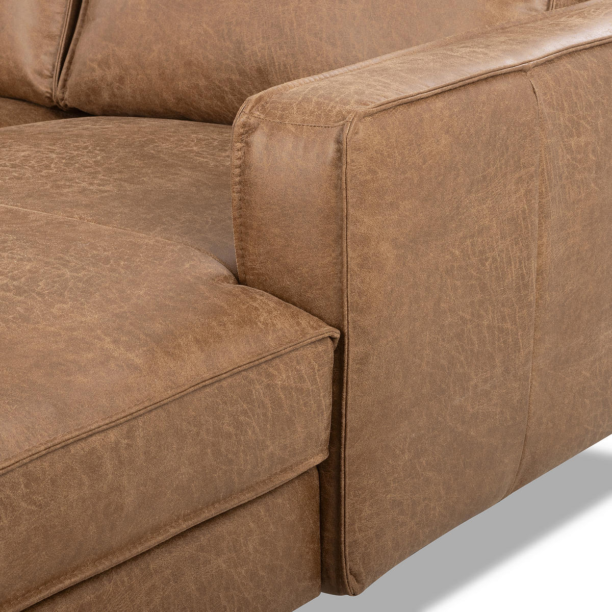 ECKSOFA Beige Echtleder Lederlook Bettkasten, Schlaffunktion, Rücken echt  - Beige/Schwarz, Design, Leder/Textil (166/238cm) - Livetastic