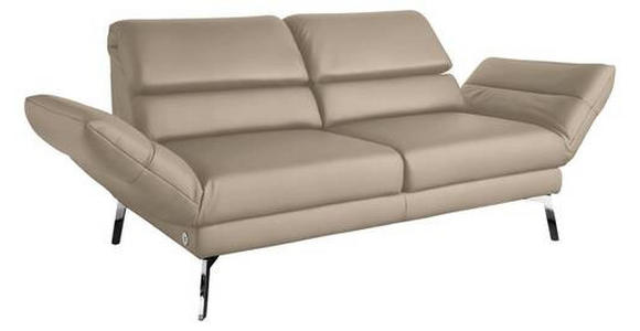 2-SITZER-SOFA Echtleder Hellbraun  - Chromfarben/Hellbraun, Design, Leder/Metall (198-246/83/96-187cm) - Dieter Knoll