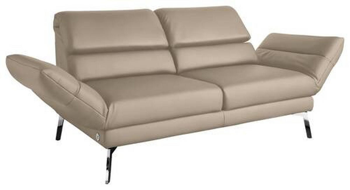 2-SITZER-SOFA in Echtleder Hellbraun  - Chromfarben/Hellbraun, Design, Leder/Metall (178-226/82/96-177cm) - Dieter Knoll