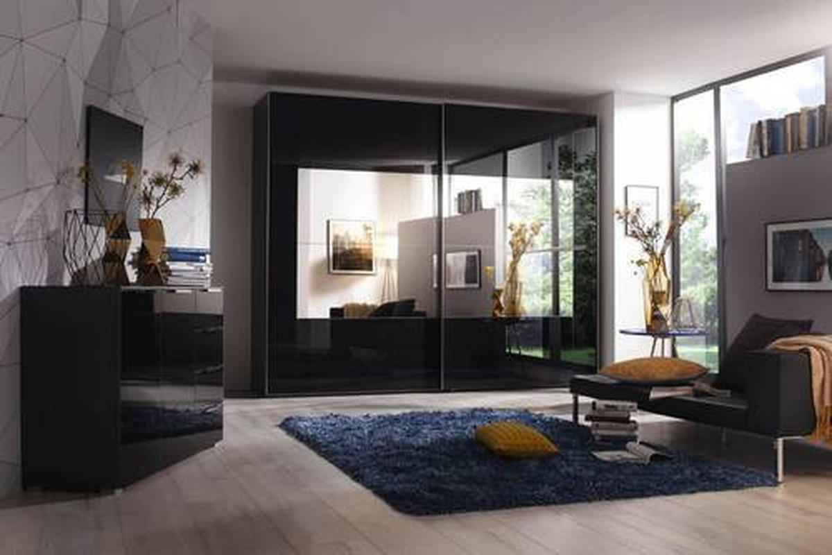 SCHWEBETÜRENSCHRANK in Graphitfarben  - Chromfarben/Graphitfarben, Design, Glas/Holzwerkstoff (271/223/68cm) - Xora