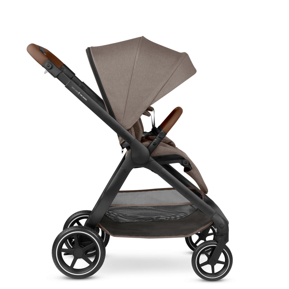 KINDERWAGENSET  City Life All in One Set  Nature  - Graubraun/Schwarz, Basics, Textil/Metall (82/52/107,5cm) - ABC Design