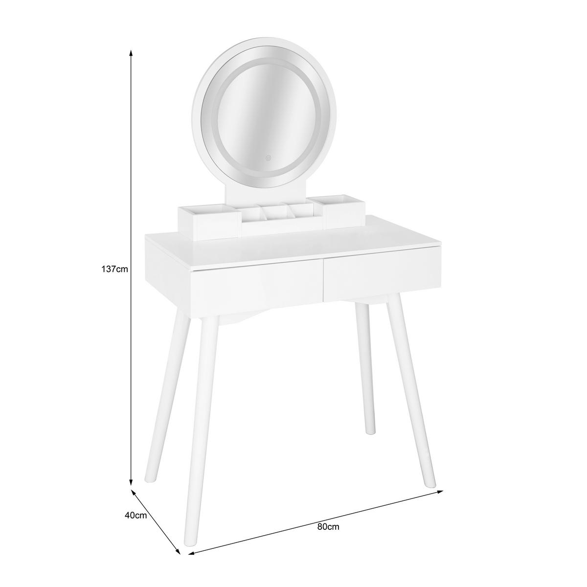 SCHMINKTISCH80/40/139 cm, Weiss  - Weiss, Trend, Glas/Holz (80/40/139cm) - Carryhome