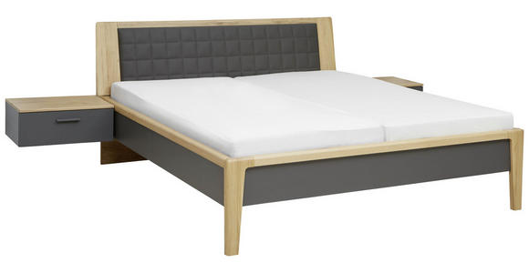 SCHLAFZIMMER Eichefarben, Schieferfarben - Schieferfarben/Eichefarben, Design, Holz/Textil (180/200cm) - Dieter Knoll
