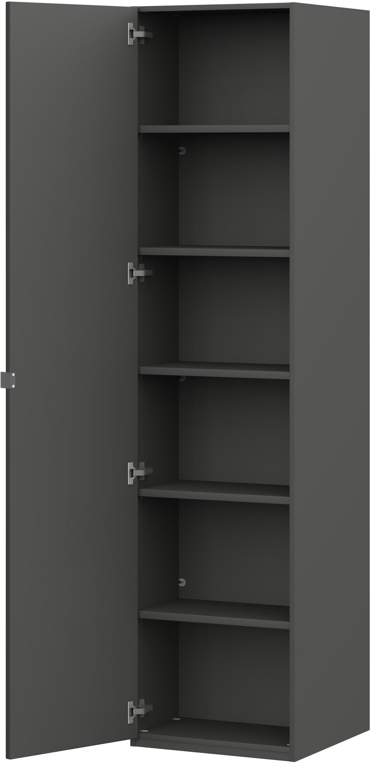 KLEIDERSCHRANK in Graphitfarben  - Edelstahlfarben/Graphitfarben, Design, Glas/Holzwerkstoff (51,3/213,6/59,3cm) - Cantus