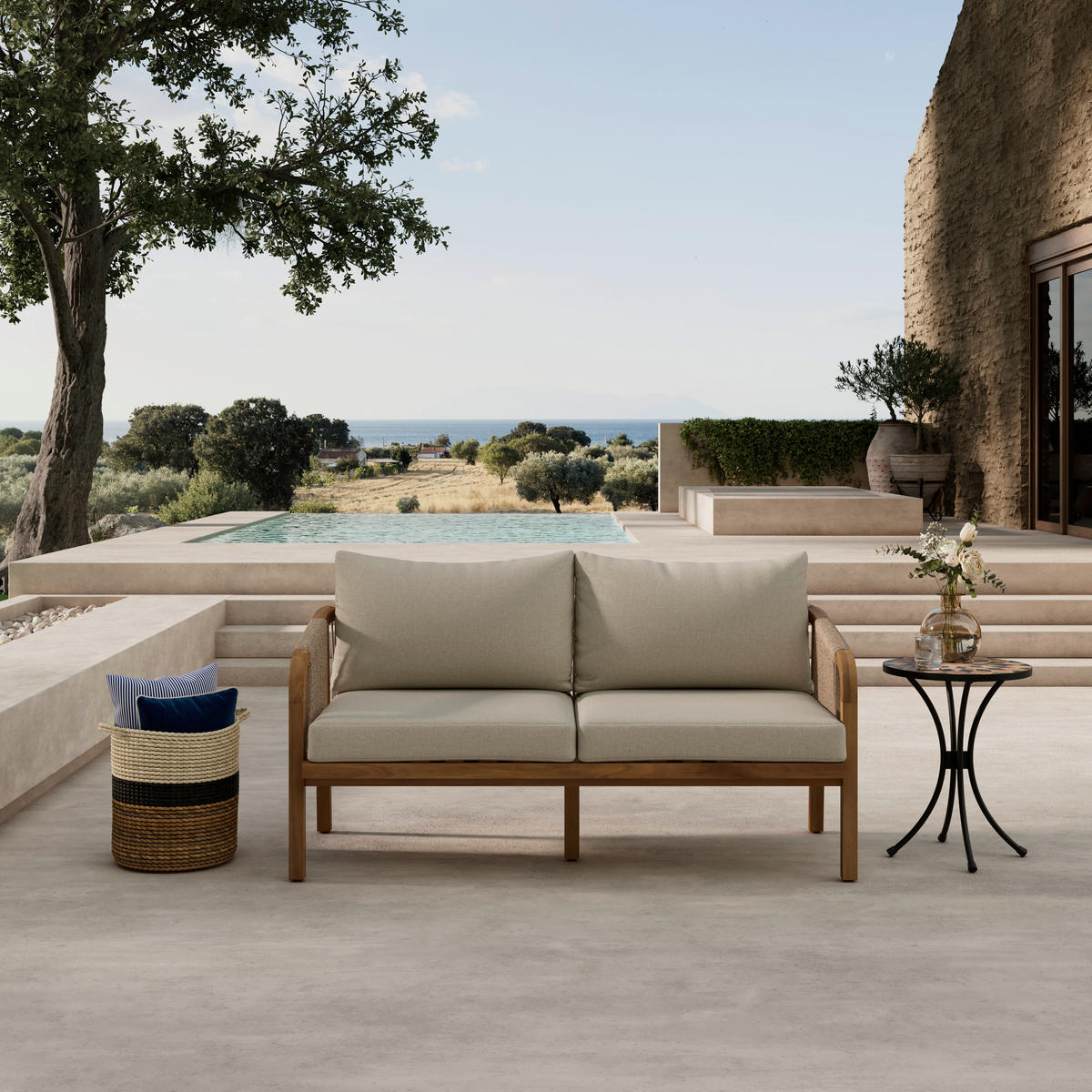 GARTENBANK 152/69/79,5 cm  in Akaziefarben, Beige  - Beige/Akaziefarben, Natur, Holz (152/69/79,5cm) - Ambia Garden