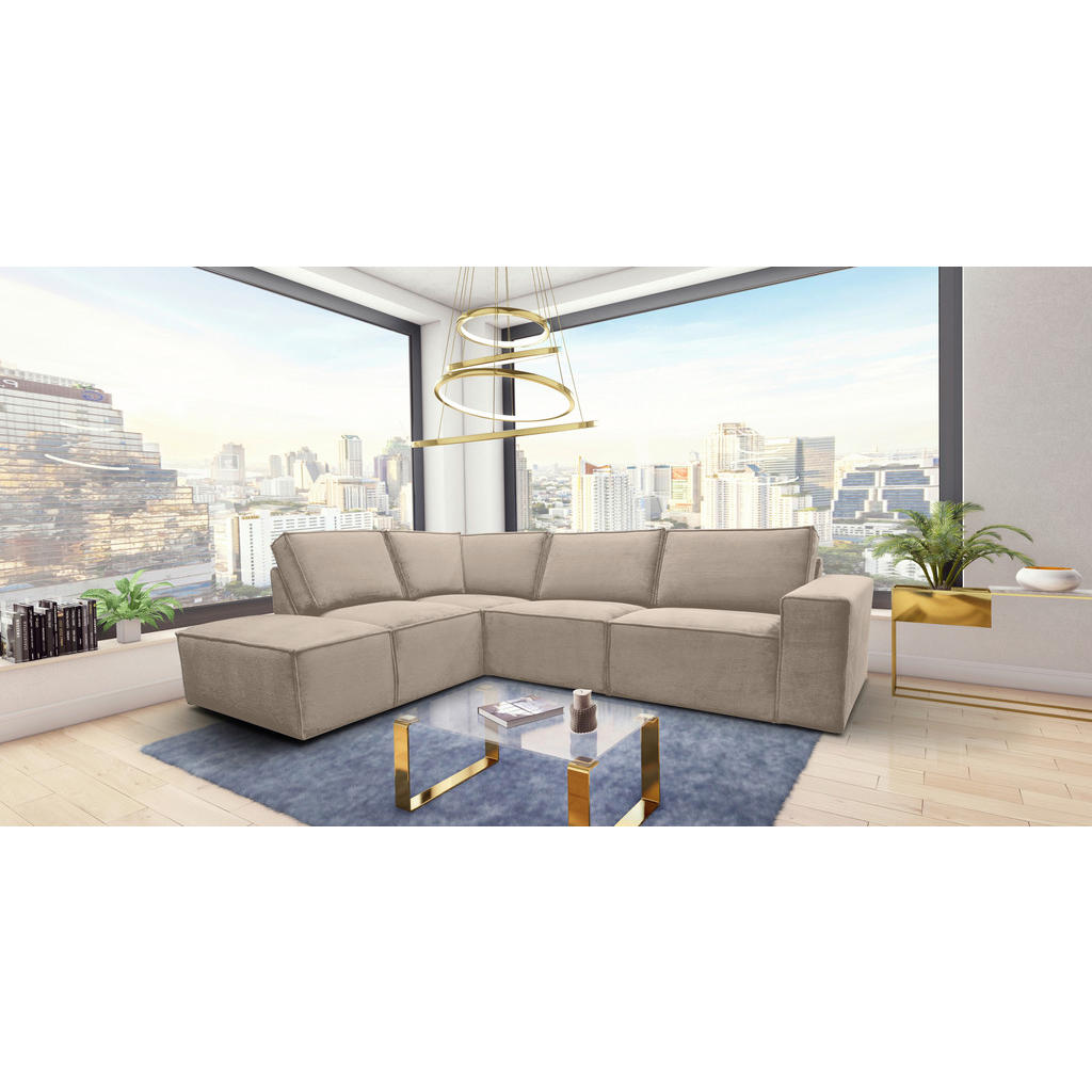 Thumbnail - Carryhome Ecksofa, Taupe, Textil, 4-5-Sitzer, Füllung: Schaumstoff, Ottomane links, L-Form, 275x212 cm, seitenverkehrt e...