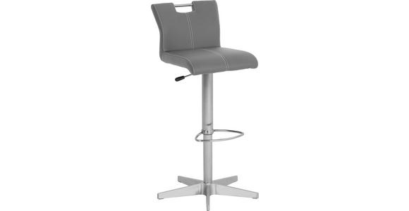BARHOCKER in Metall, Leder Grau, Edelstahlfarben - Edelstahlfarben/Weiß, Design, Leder/Metall (54/111,5/54cm) - Dieter Knoll