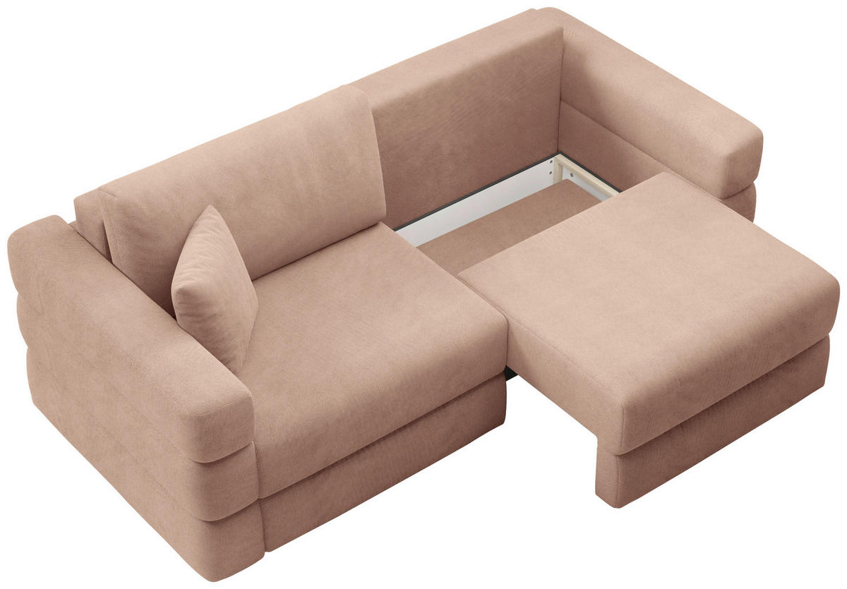 SCHLAFSOFA TERAZZO in Webstoff Rosa  - Schwarz/Rosa, Design, Kunststoff/Textil (254/93/167cm) - Livetastic