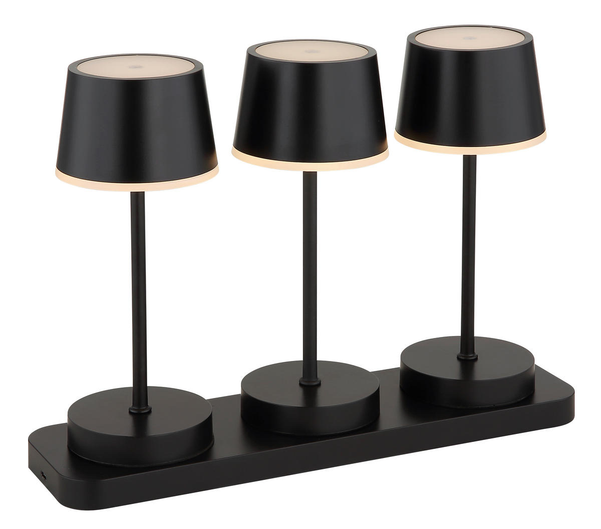 AKKU-TISCHLEUCHTE Dawson 8,3/20 cm  - Opal/Schwarz, Design, Kunststoff/Metall (8,3/20cm) - Globo