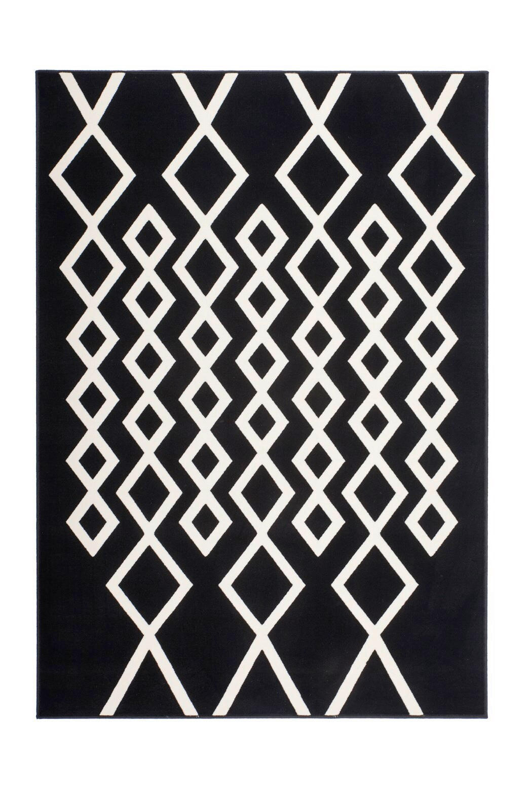 FLACHWEBETEPPICH  Wohnzimmer 120/170 cm Schwarz, Elfenbein rechteckig  - Elfenbein/Schwarz, Basics, Textil (120/170cm) - Kayoom