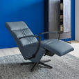 RELAXSESSEL in Leder Graublau  - Graublau/Schwarz, Design, Leder/Metall (64/112/80cm) - Cantus