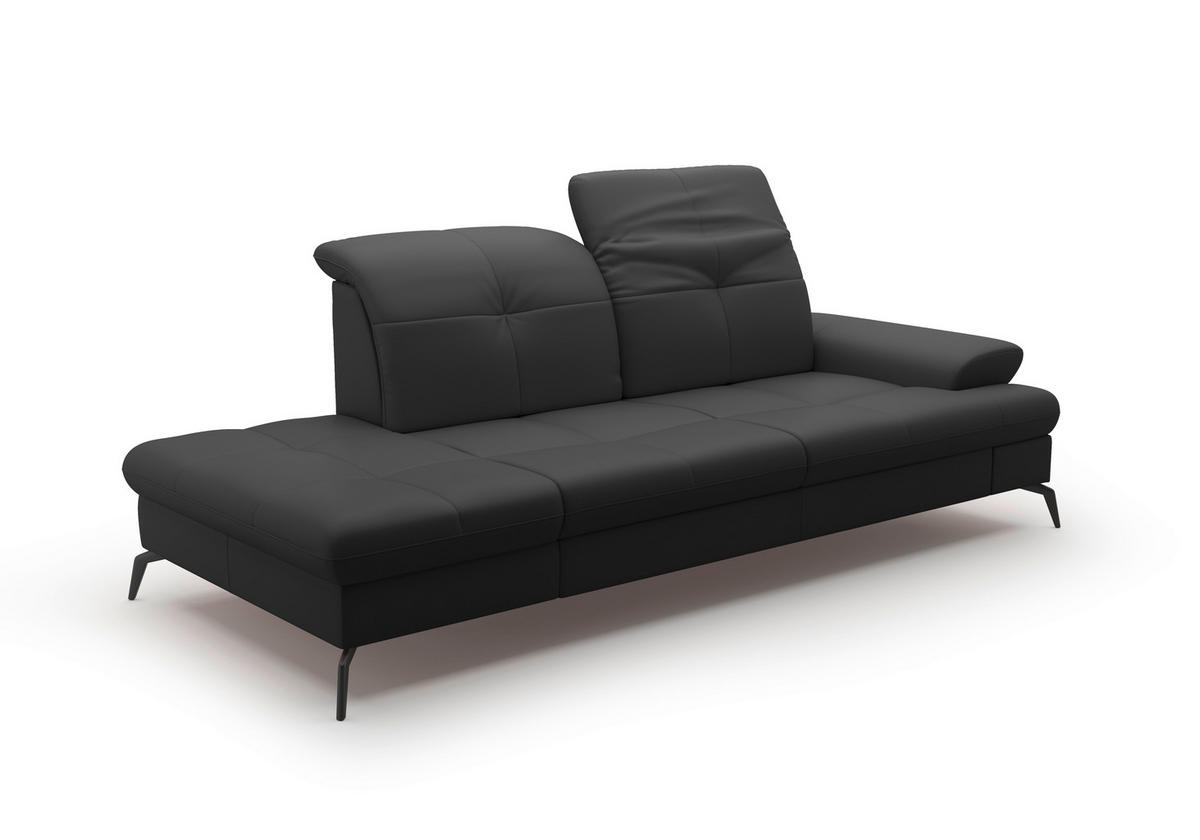 RÉCAMIERE in Echtleder Schwarz  - Schwarz, Konventionell, Leder/Metall (231/90/122cm) - Sit & More