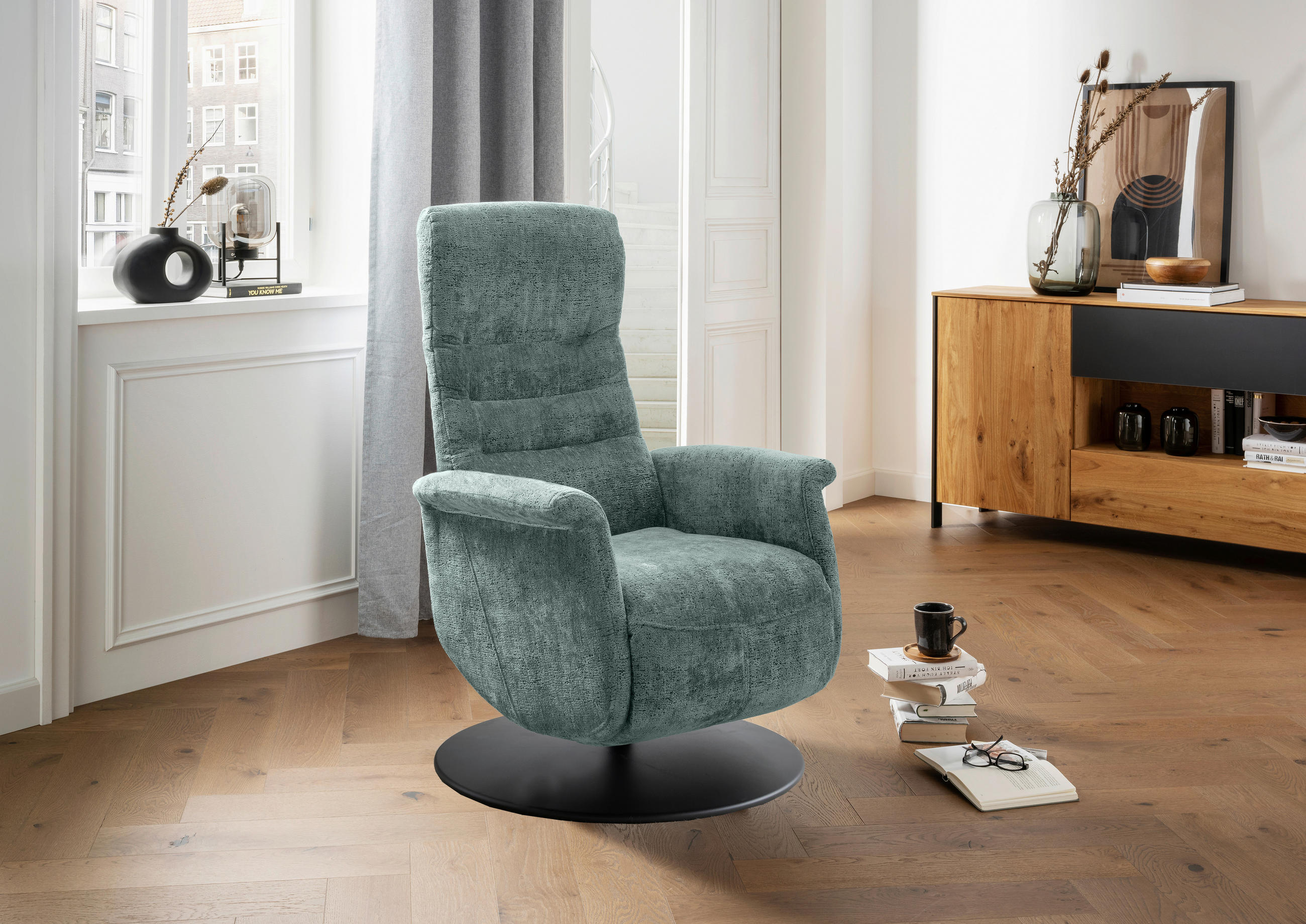 RELAXSESSEL in Textil Türkis  - Türkis/Schwarz, MODERN, Textil/Metall (72/118/85-165cm) - Livetastic