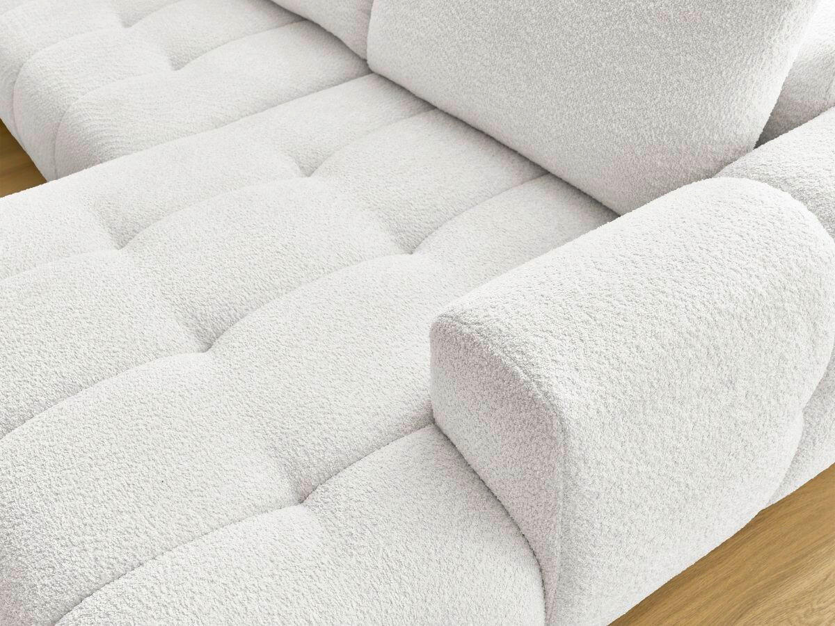 WOHNLANDSCHAFT  FUJI  Weiß Bouclé  - Schwarz/Weiß, MODERN, Kunststoff/Textil (204/377/160cm)