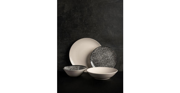 KOMBISERVICE Grau, Schwarz, Weiß 24-teilig 6 Personen  - Schwarz/Weiß, LIFESTYLE, Keramik - Novel