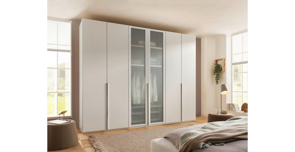 DREHTÜRENSCHRANK  in Weiß  - Chromfarben/Weiß, Design, Glas/Holzwerkstoff (300/216/58cm) - Novel