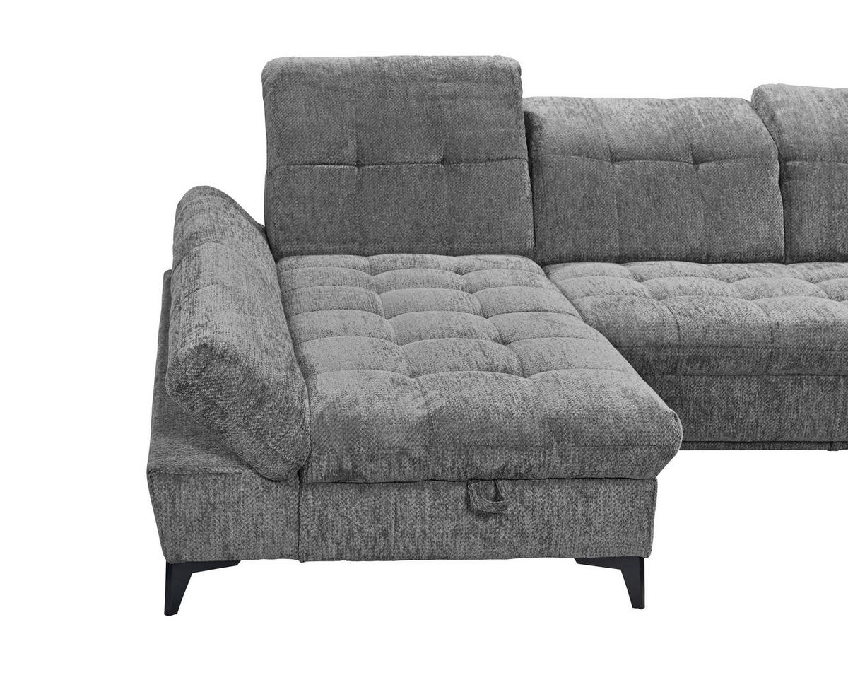 WOHNLANDSCHAFT MERCY in Mikrovelours Grau  - Schwarz/Grau, MODERN, Kunststoff/Textil (169/348/245cm) - MID.YOU