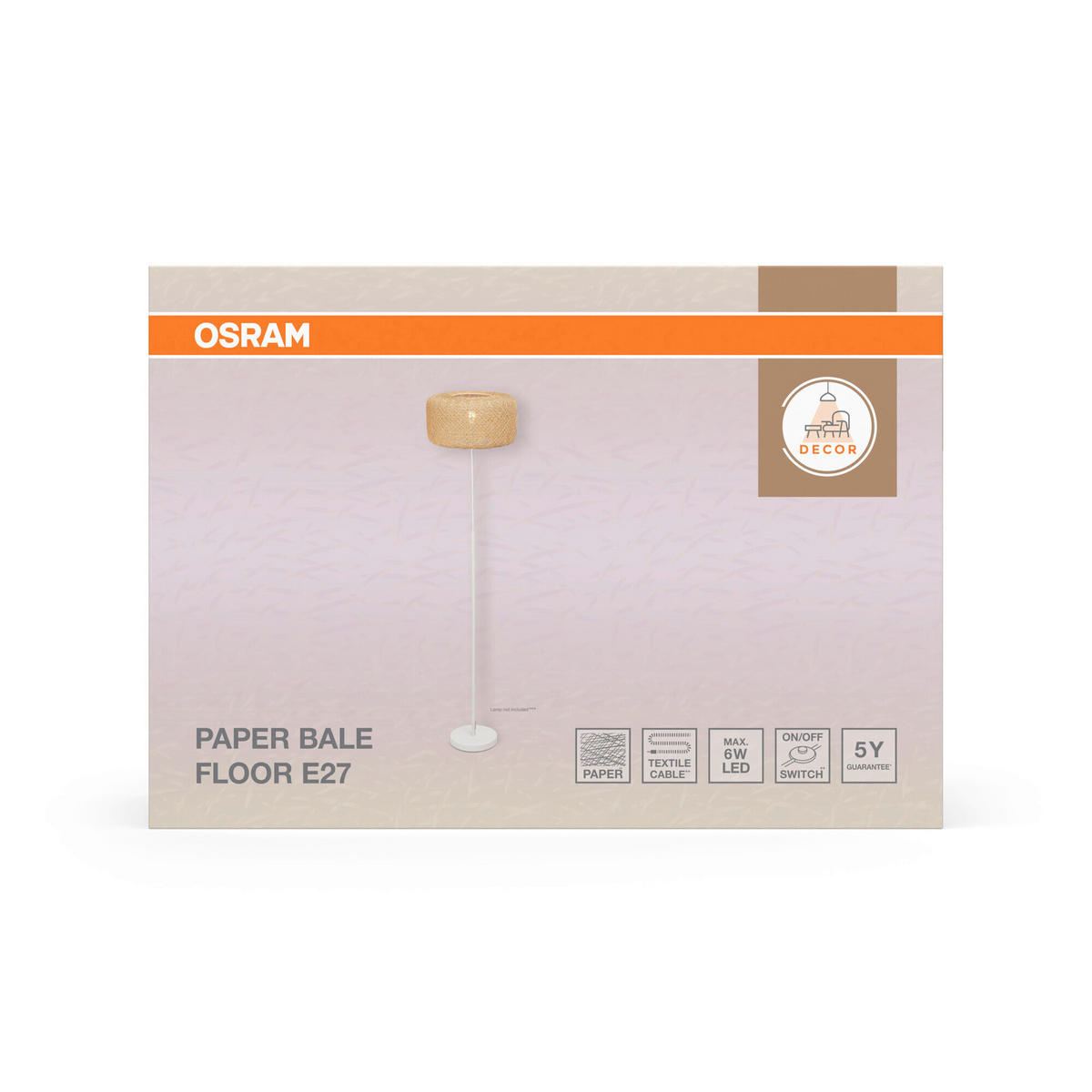 STEHLEUCHTE 40/164 cm    - Beige, Natur, Papier/Metall (40/164cm) - Osram