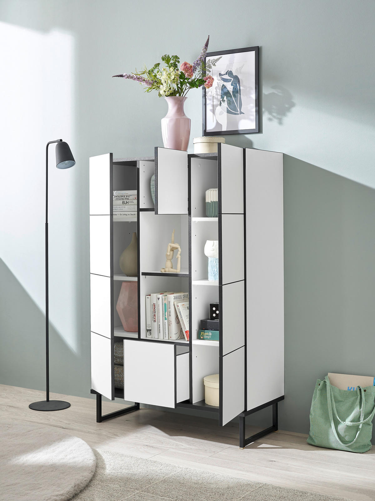 HIGHBOARD  in 90/136/40 cm  - Schwarz/Weiß, Design, Holzwerkstoff/Metall (90/136/40cm) - home24
