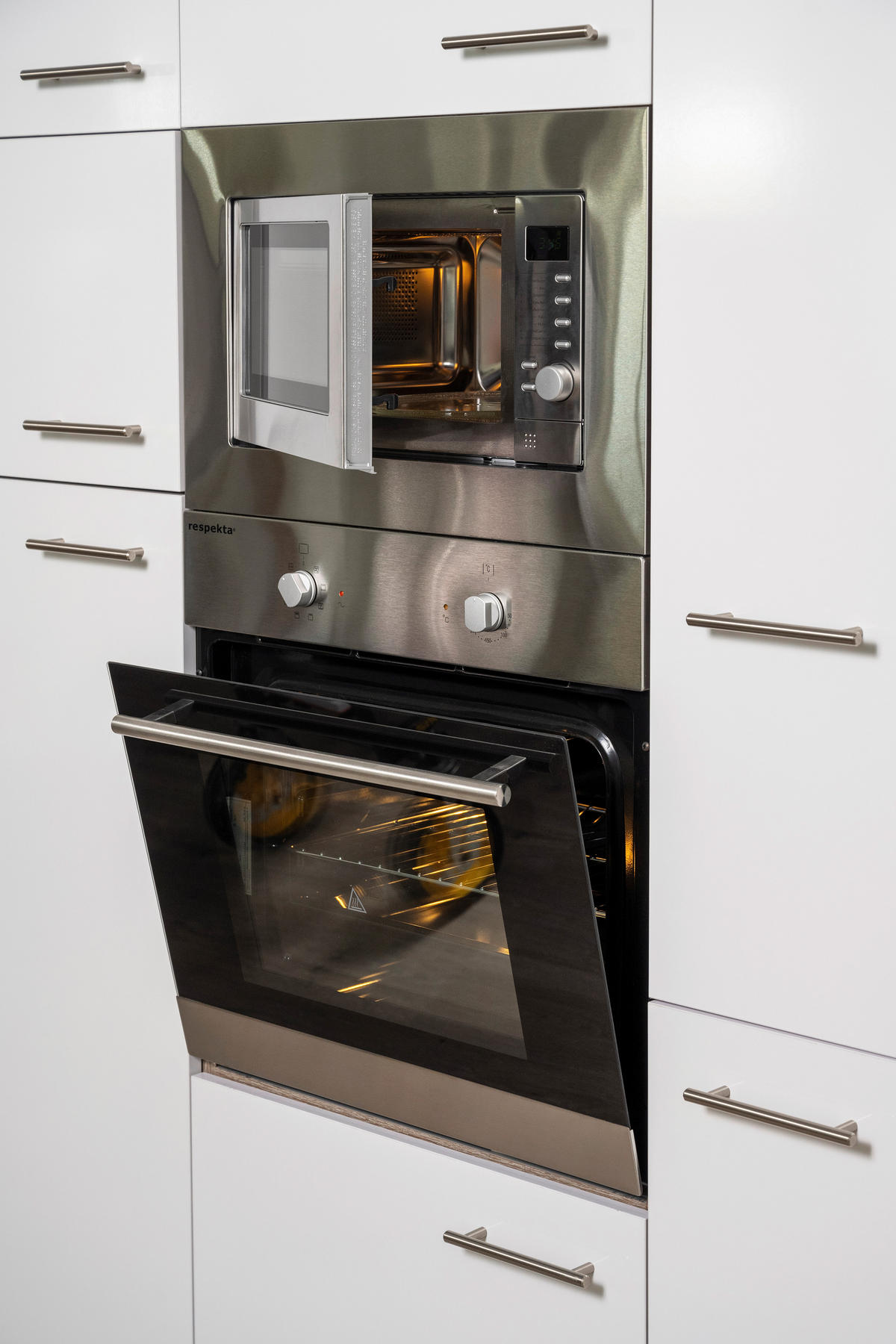 KÜCHENBLOCK 330 cm   in Weiß, Eichefarben  - Eichefarben/Weiß, MODERN, Holzwerkstoff (330cm) - Respekta