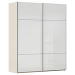 SCHWEBETÜRENSCHRANK 162/223/68 cm 2-türig Weiß, Champagner  - Champagner/Alufarben, KONVENTIONELL, Glas/Holzwerkstoff (162/223/68cm) - Novel