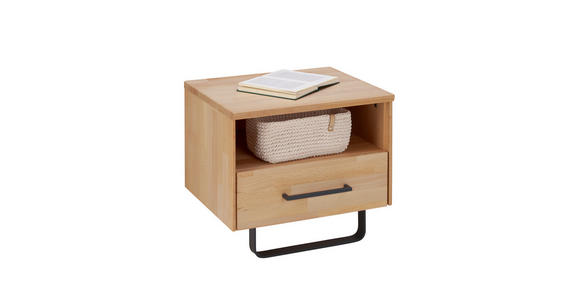 NACHTKÄSTCHEN in massiv Buche Buchefarben - Anthrazit/Buchefarben, Natur, Holz/Metall (45/45/42cm) - Linea Natura