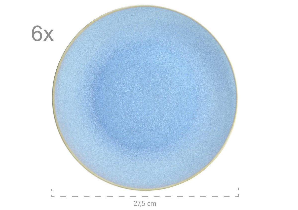 TAFELSERVICE Ossia 12-teilig  - Sandfarben/Hellblau, Basics, Keramik - Mäser