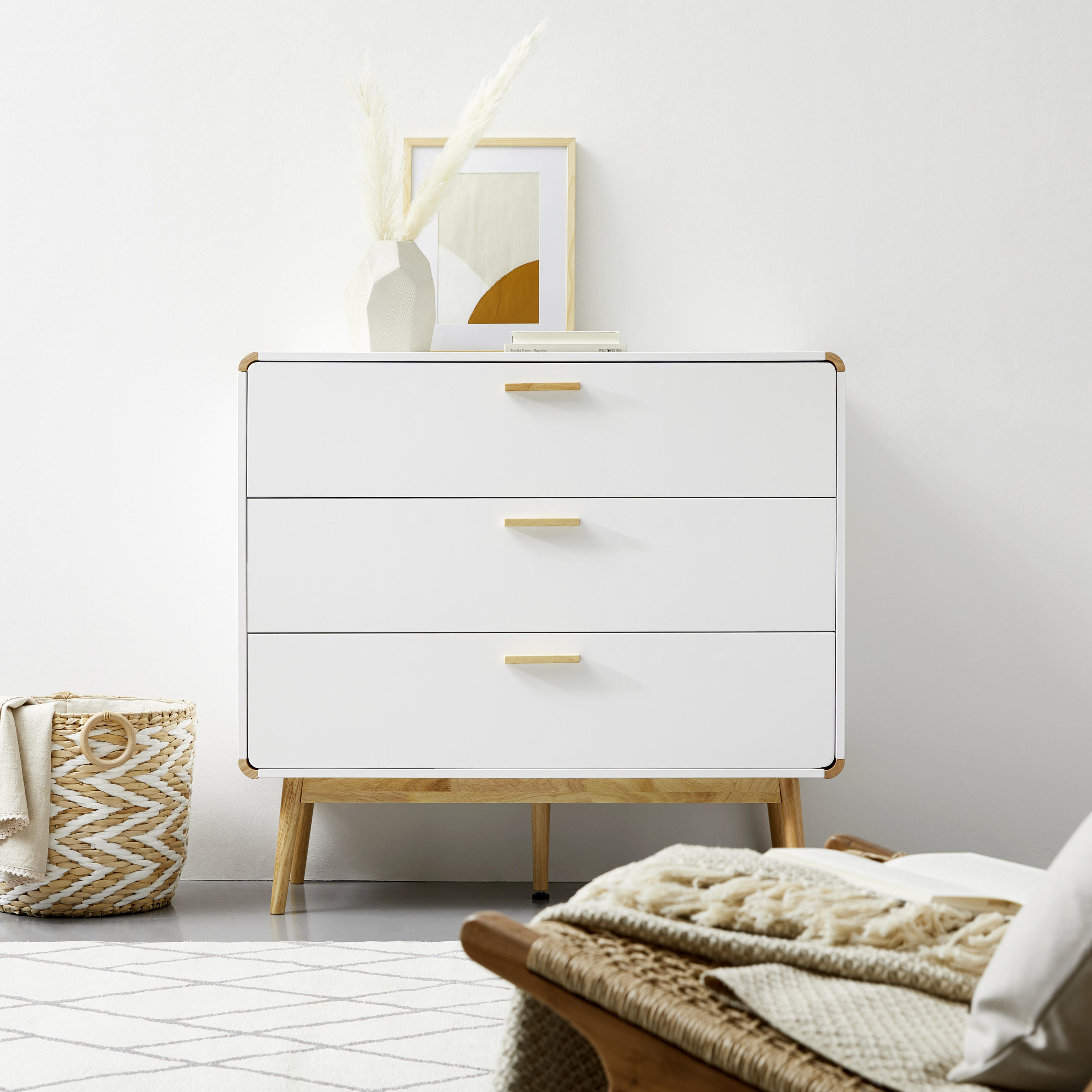 KOMMODE 104/98/40 cm  in Weiss, Naturfarben  - Weiss/Naturfarben, Design, Holz/Holzwerkstoff (104/98/40cm) - MID.YOU