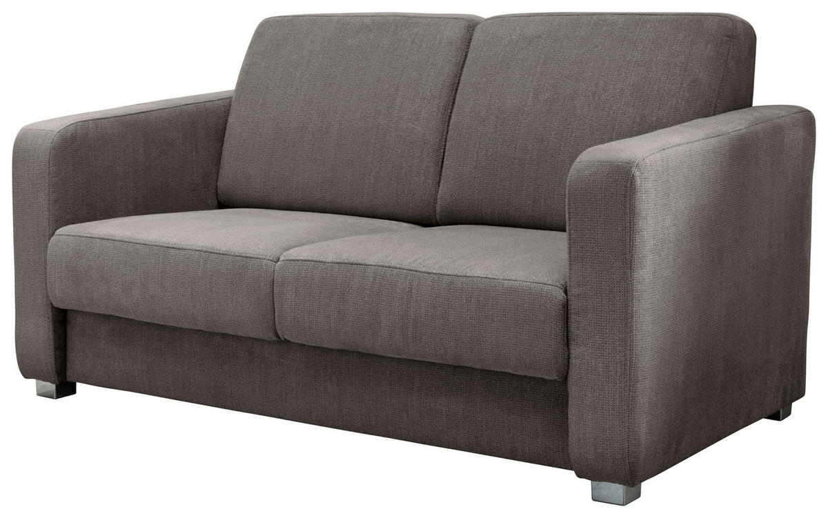 SCHLAFSOFA Chenille Graubraun  - Chromfarben/Graubraun, Basics, Kunststoff/Textil (159/88/87cm) - Livetastic